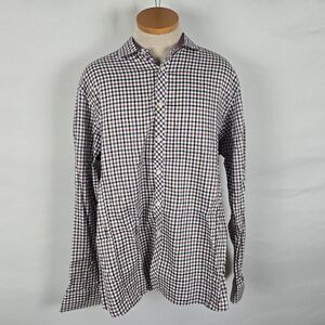 Ted Baker London Button Down Shirt Men's 17.5 Endurance Timeless Multi Checkered